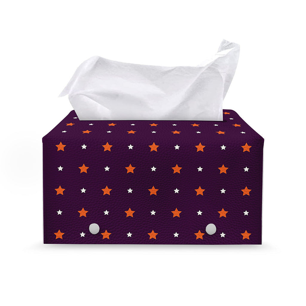 Halloween Stars Pattern Print Leather Tissue Box Cover