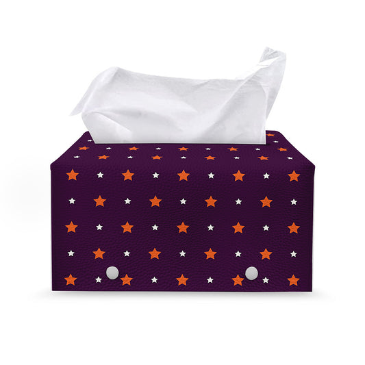 Halloween Stars Pattern Print Leather Tissue Box Cover