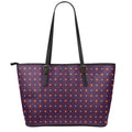 Halloween Stars Pattern Print Leather Tote Bag With Zipper