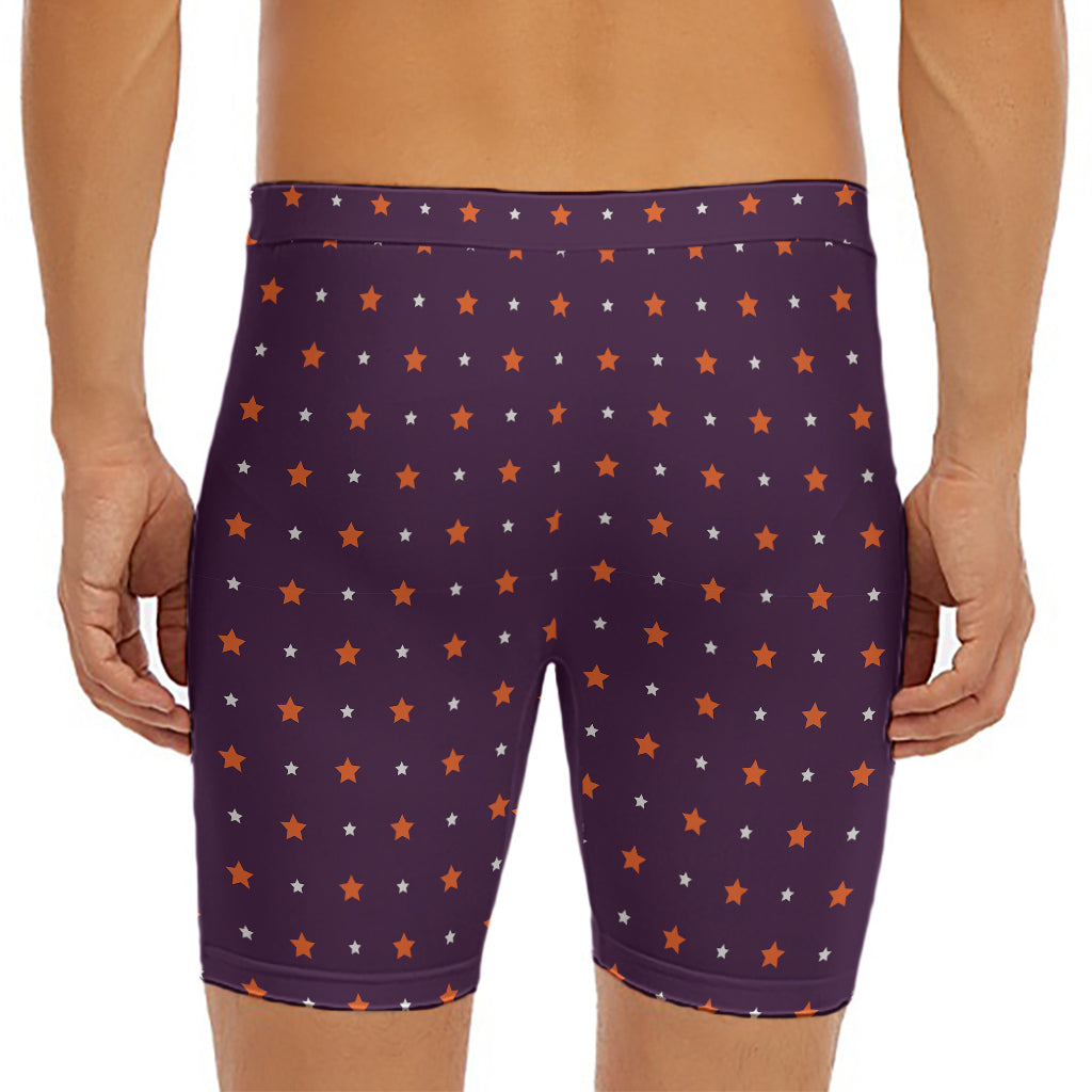 Halloween Stars Pattern Print Men's Long Boxer Briefs