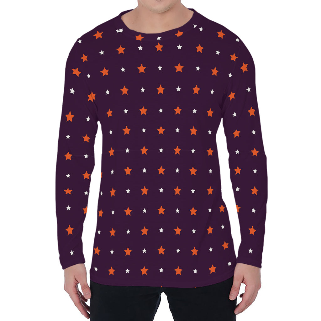 Halloween Stars Pattern Print Men's Long Sleeve T-Shirt