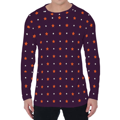 Halloween Stars Pattern Print Men's Long Sleeve T-Shirt