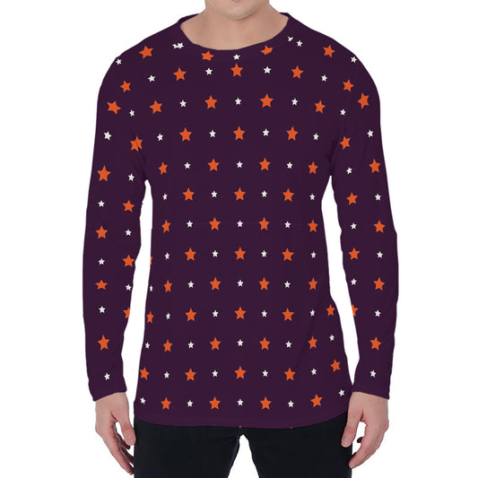 Halloween Stars Pattern Print Men's Long Sleeve T-Shirt