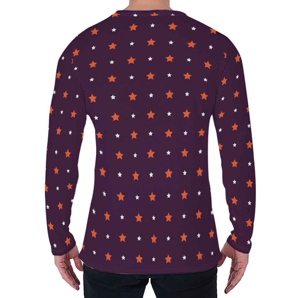 Halloween Stars Pattern Print Men's Long Sleeve T-Shirt