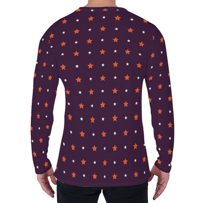 Halloween Stars Pattern Print Men's Long Sleeve T-Shirt