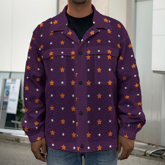 Halloween Stars Pattern Print Men's Shirt Jacket