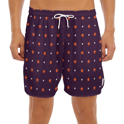 Halloween Stars Pattern Print Men's Split Running Shorts