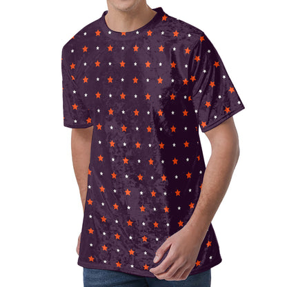 Halloween Stars Pattern Print Men's Velvet T-Shirt