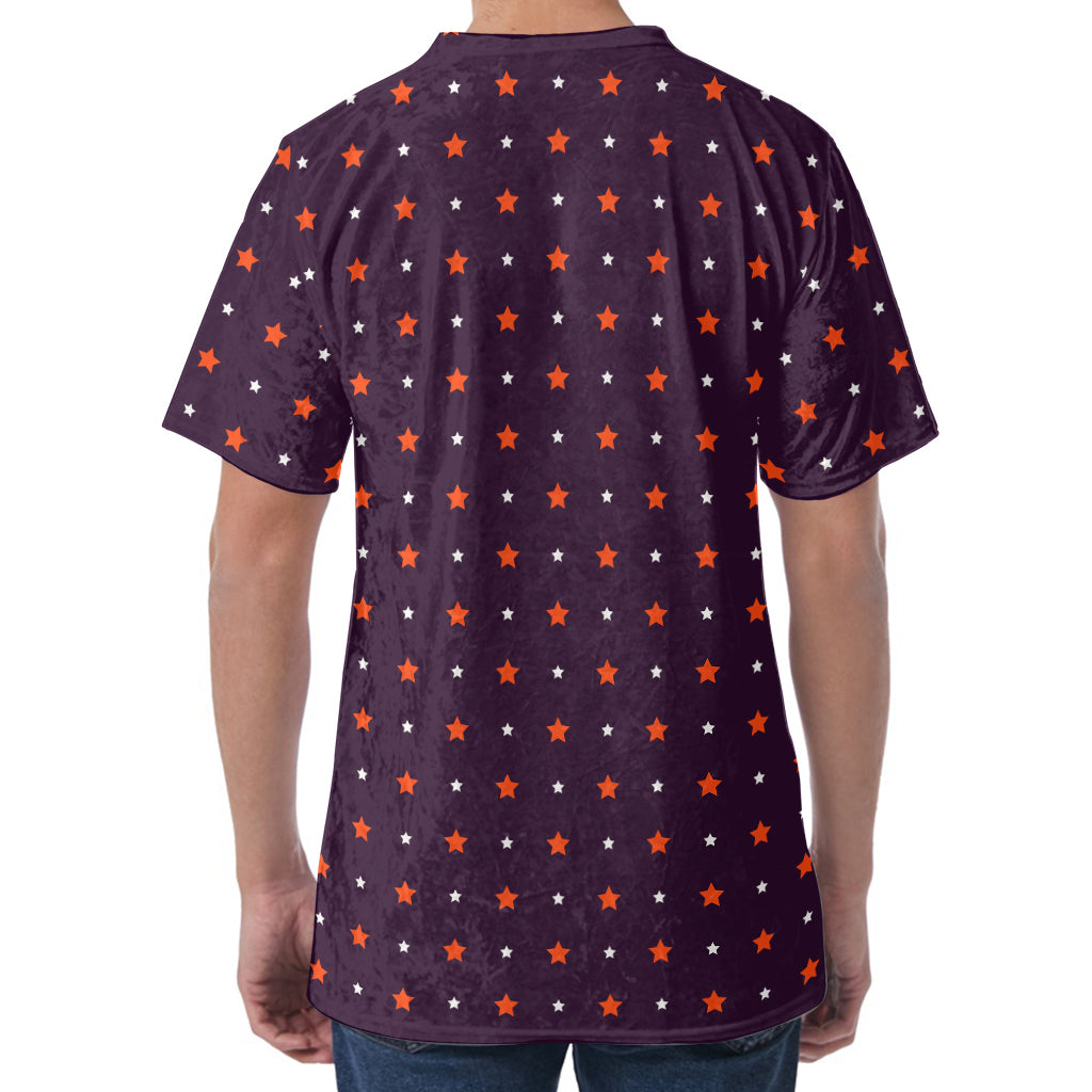 Halloween Stars Pattern Print Men's Velvet T-Shirt