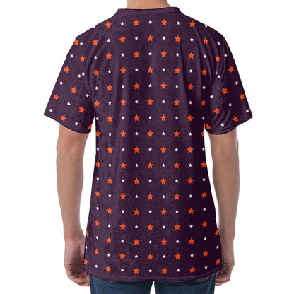 Halloween Stars Pattern Print Men's Velvet T-Shirt