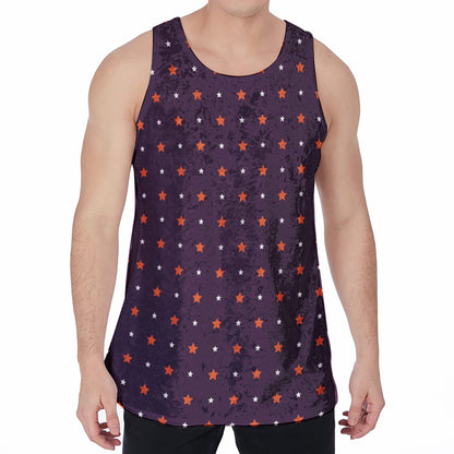 Halloween Stars Pattern Print Men's Velvet Tank Top