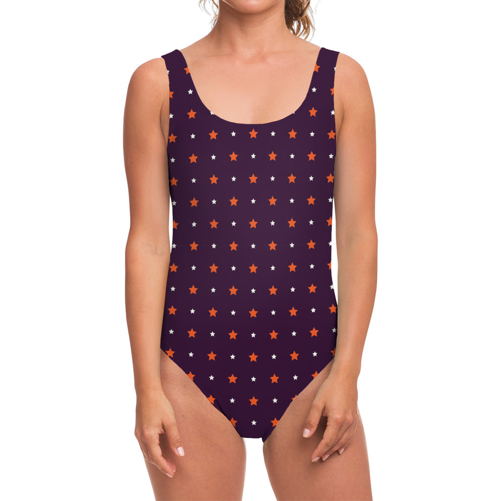 Halloween Stars Pattern Print One Piece Swimsuit