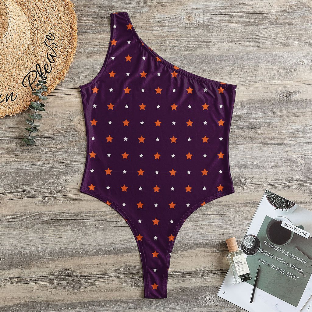 Halloween Stars Pattern Print One Shoulder Bodysuit
