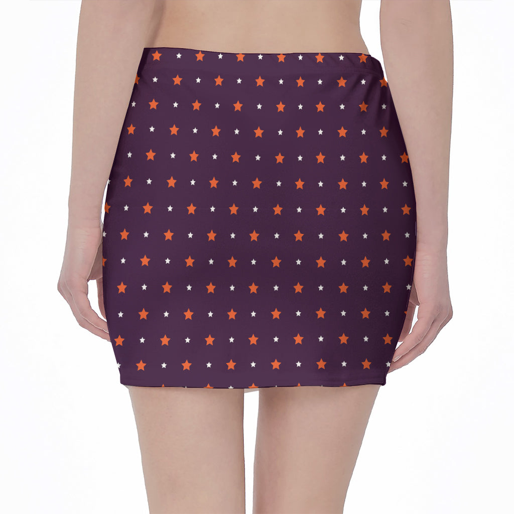 Halloween Stars Pattern Print Pencil Mini Skirt