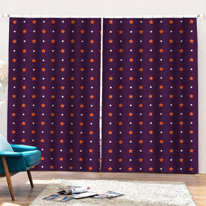 Halloween Stars Pattern Print Pencil Pleat Curtains
