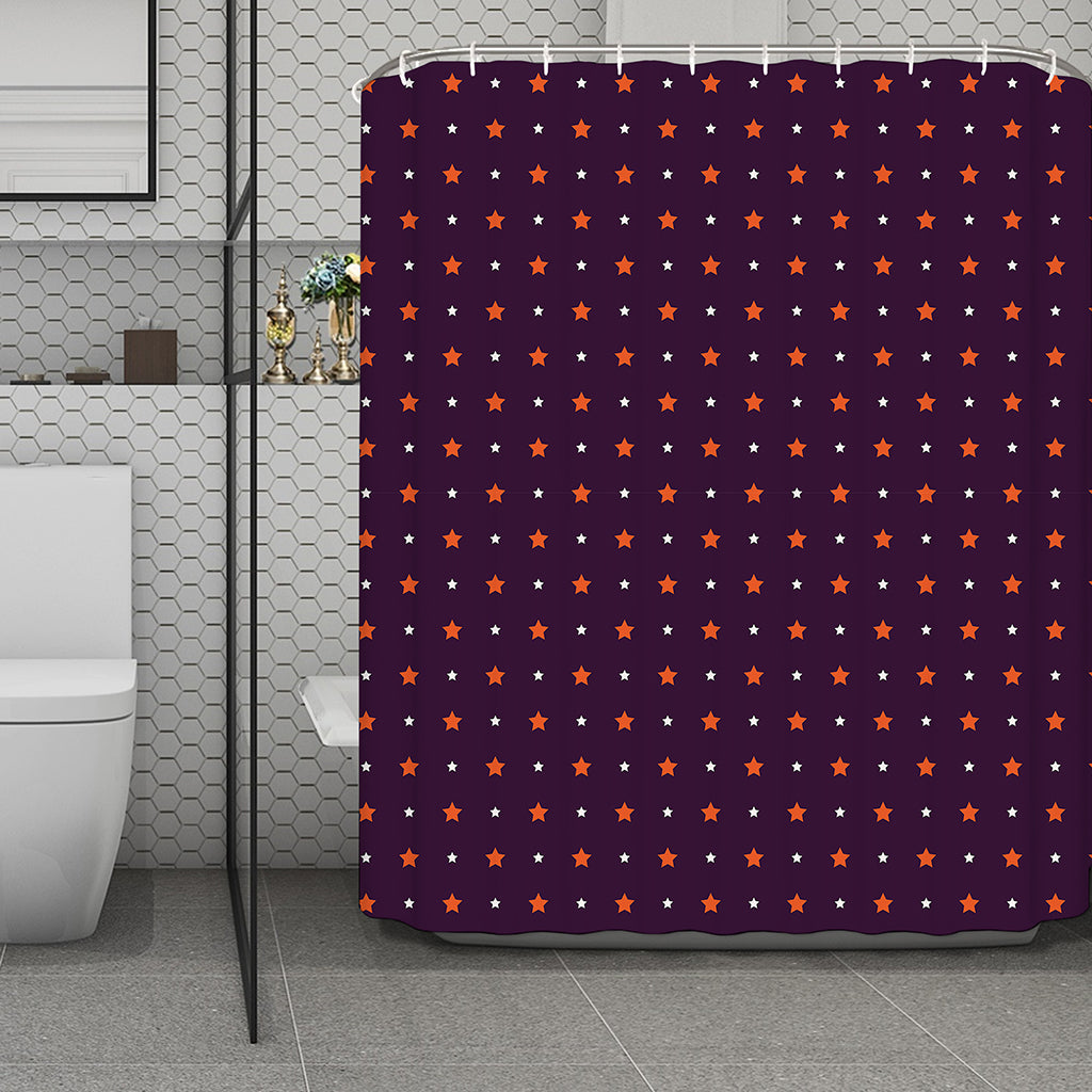 Halloween Stars Pattern Print Polyester Shower Curtain