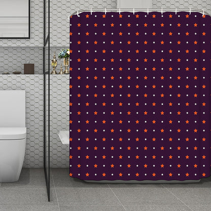 Halloween Stars Pattern Print Polyester Shower Curtain