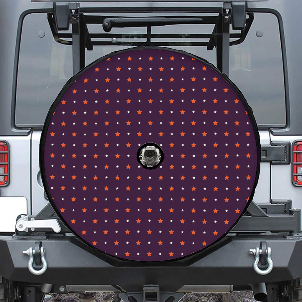 Halloween Stars Pattern Print Tire Cover With Camera Hole