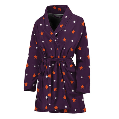 Halloween Stars Pattern Print Women's Bathrobe