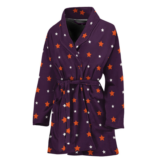 Halloween Stars Pattern Print Women's Bathrobe