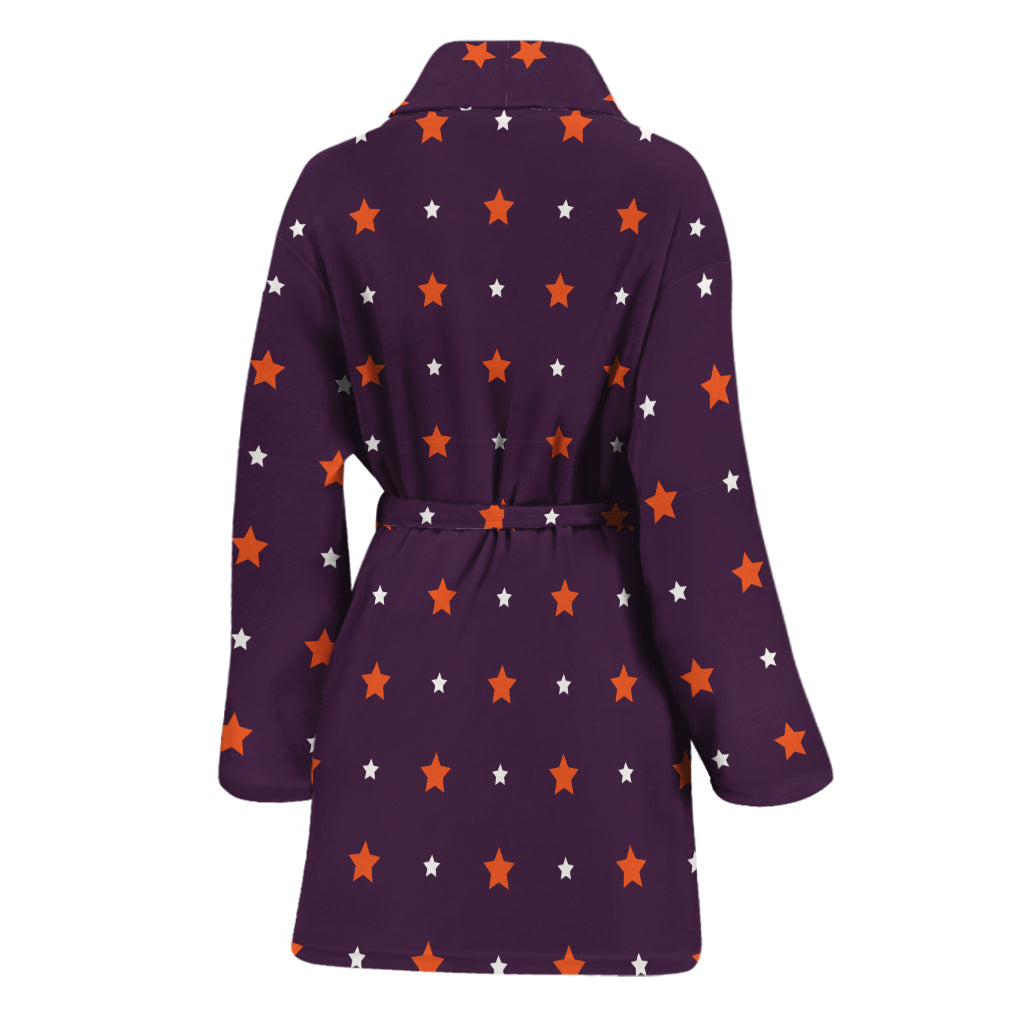 Halloween Stars Pattern Print Women's Bathrobe