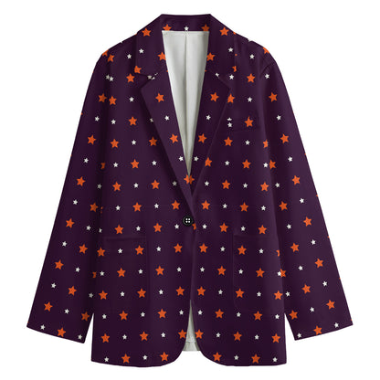 Halloween Stars Pattern Print Women's Cotton Blazer