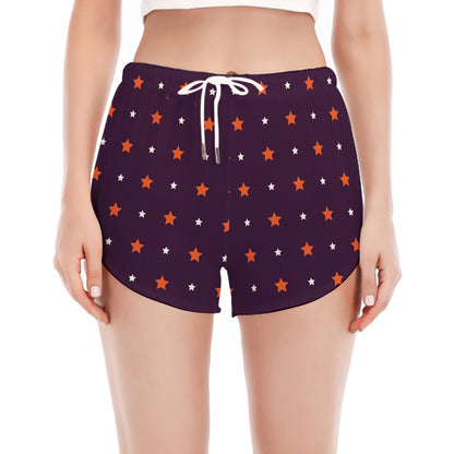 Halloween Stars Pattern Print Women's Split Running Shorts