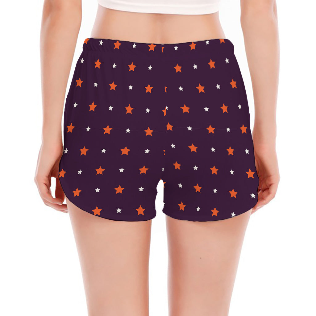 Halloween Stars Pattern Print Women's Split Running Shorts