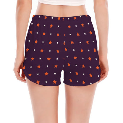Halloween Stars Pattern Print Women's Split Running Shorts