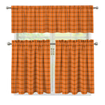 Halloween Tattersall Pattern Print 3 Piece Kitchen Curtains