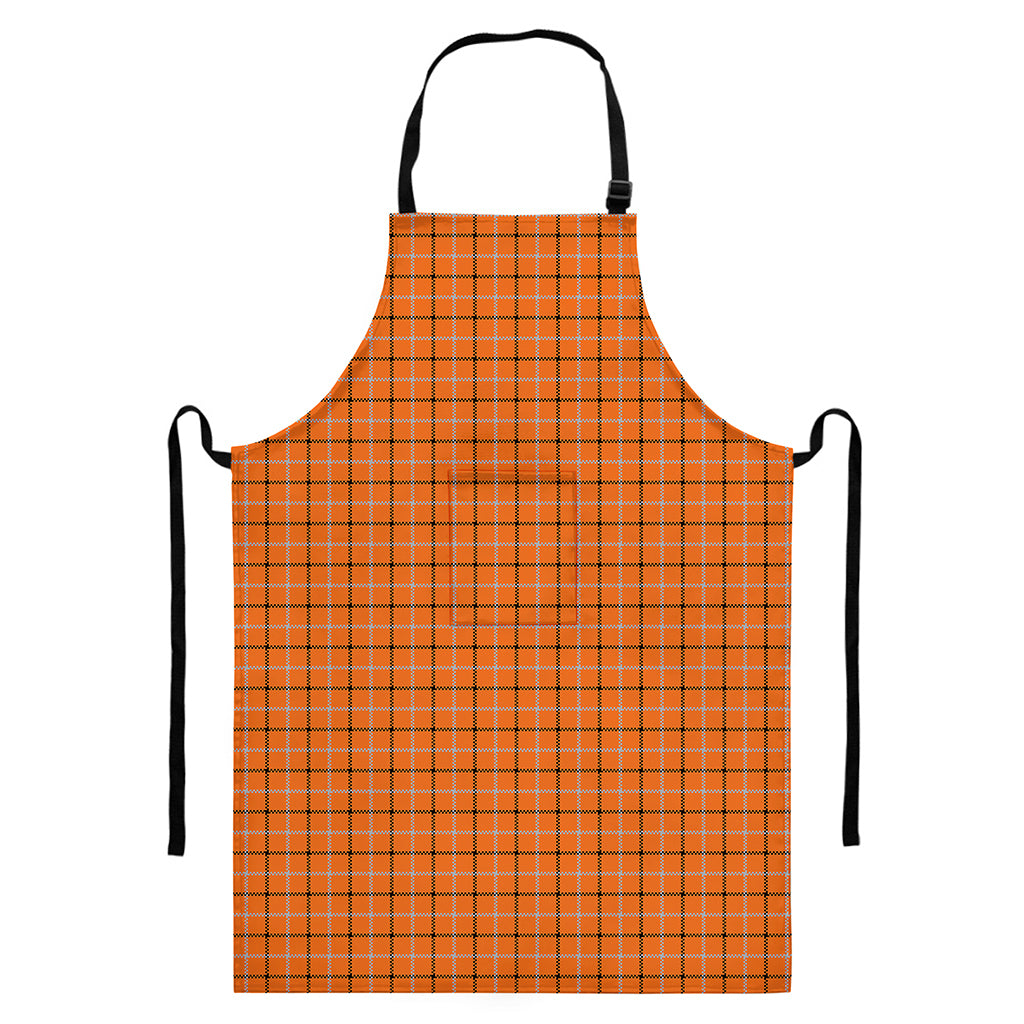 Halloween Tattersall Pattern Print Bib Apron With Pocket