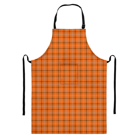 Halloween Tattersall Pattern Print Bib Apron With Pocket