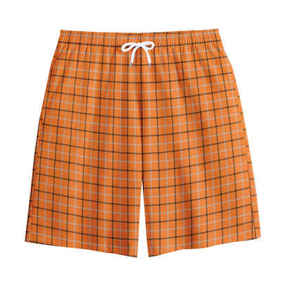 Halloween Tattersall Pattern Print Cotton Shorts