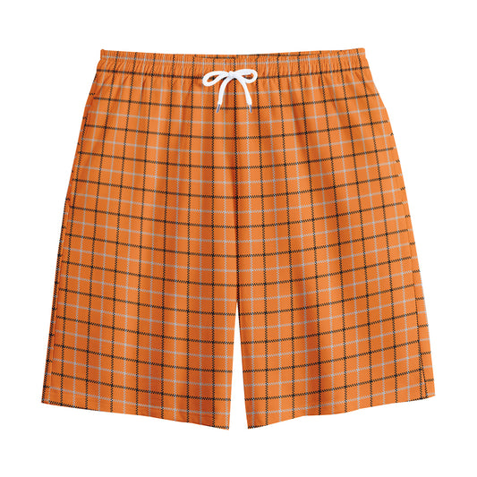 Halloween Tattersall Pattern Print Cotton Shorts