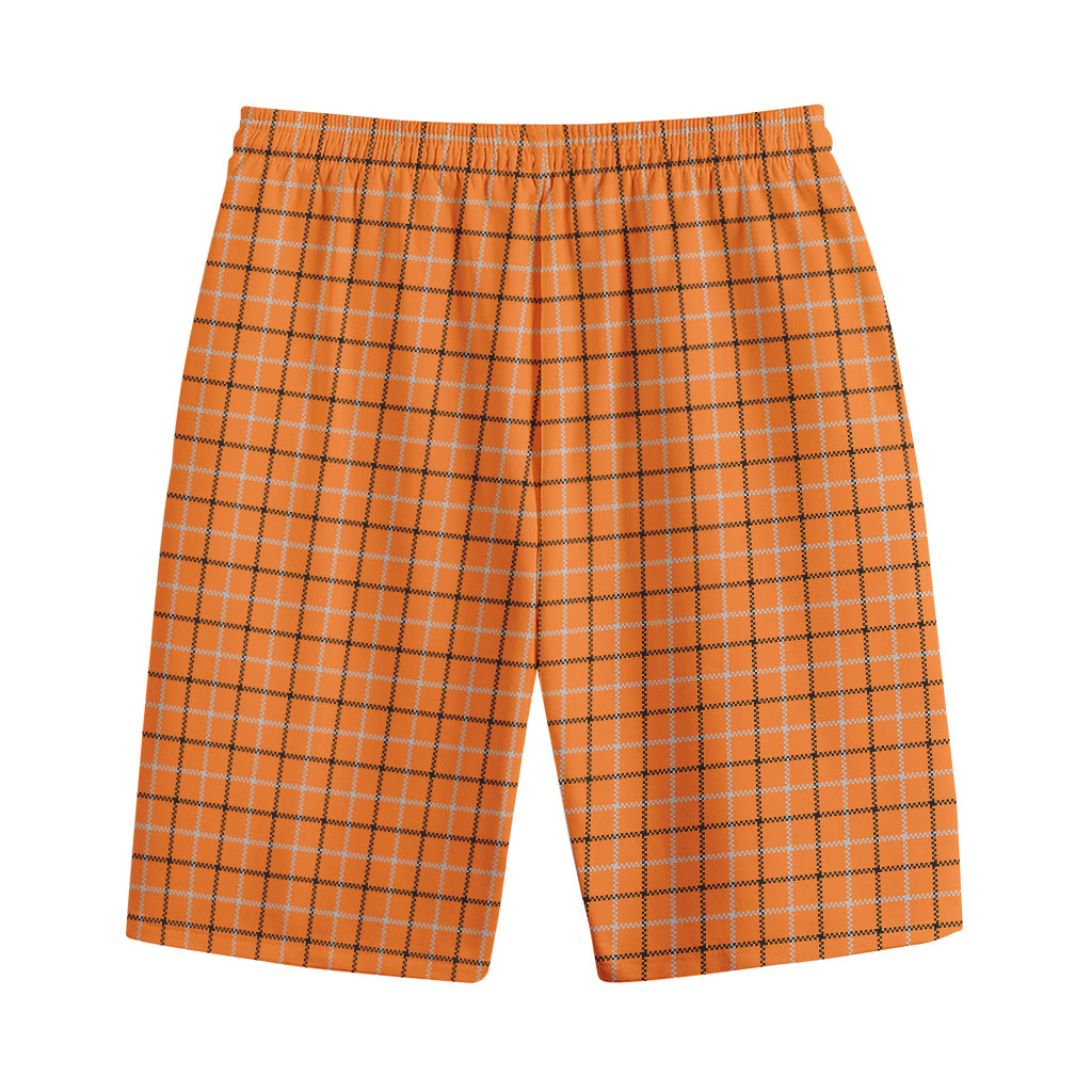 Halloween Tattersall Pattern Print Cotton Shorts