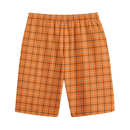 Halloween Tattersall Pattern Print Cotton Shorts