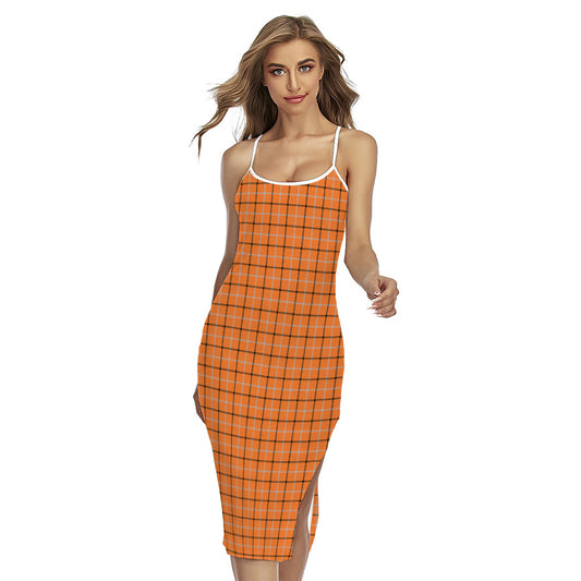 Halloween Tattersall Pattern Print Cross Back Cami Dress