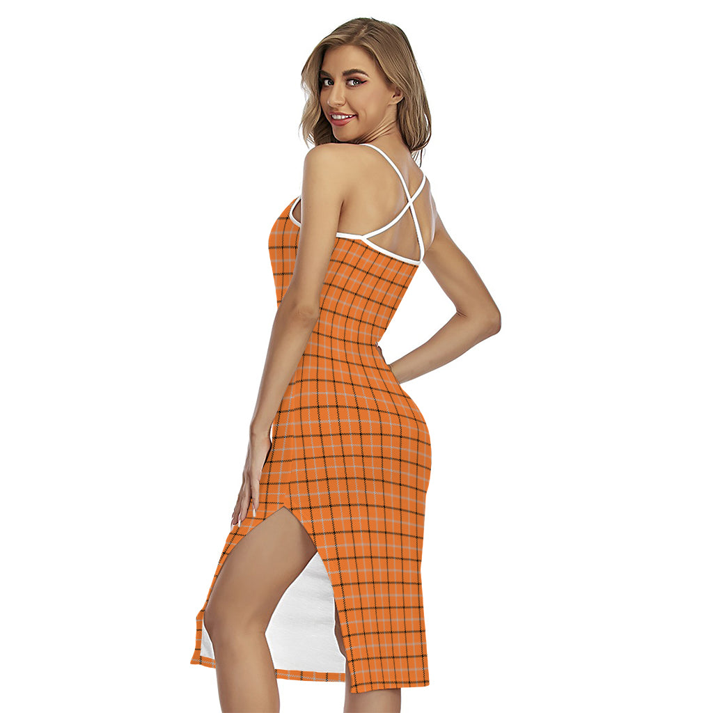 Halloween Tattersall Pattern Print Cross Back Cami Dress