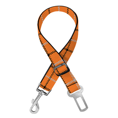 Halloween Tattersall Pattern Print Dog Seat Belt