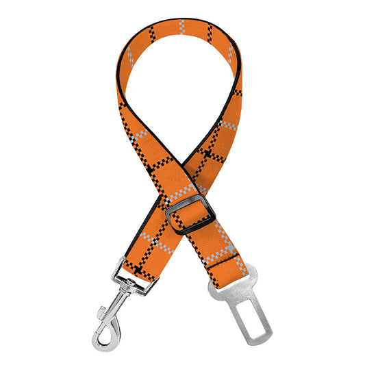 Halloween Tattersall Pattern Print Dog Seat Belt