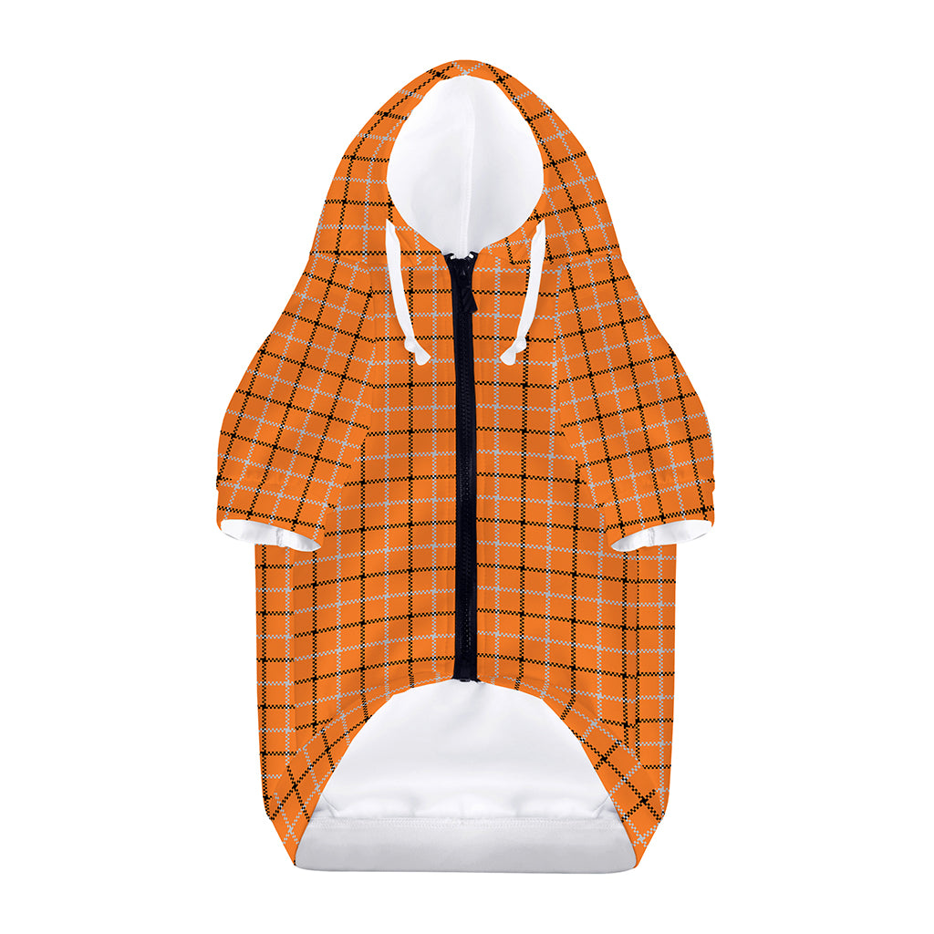 Halloween Tattersall Pattern Print Dog Zip Up Hoodie