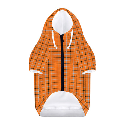 Halloween Tattersall Pattern Print Dog Zip Up Hoodie