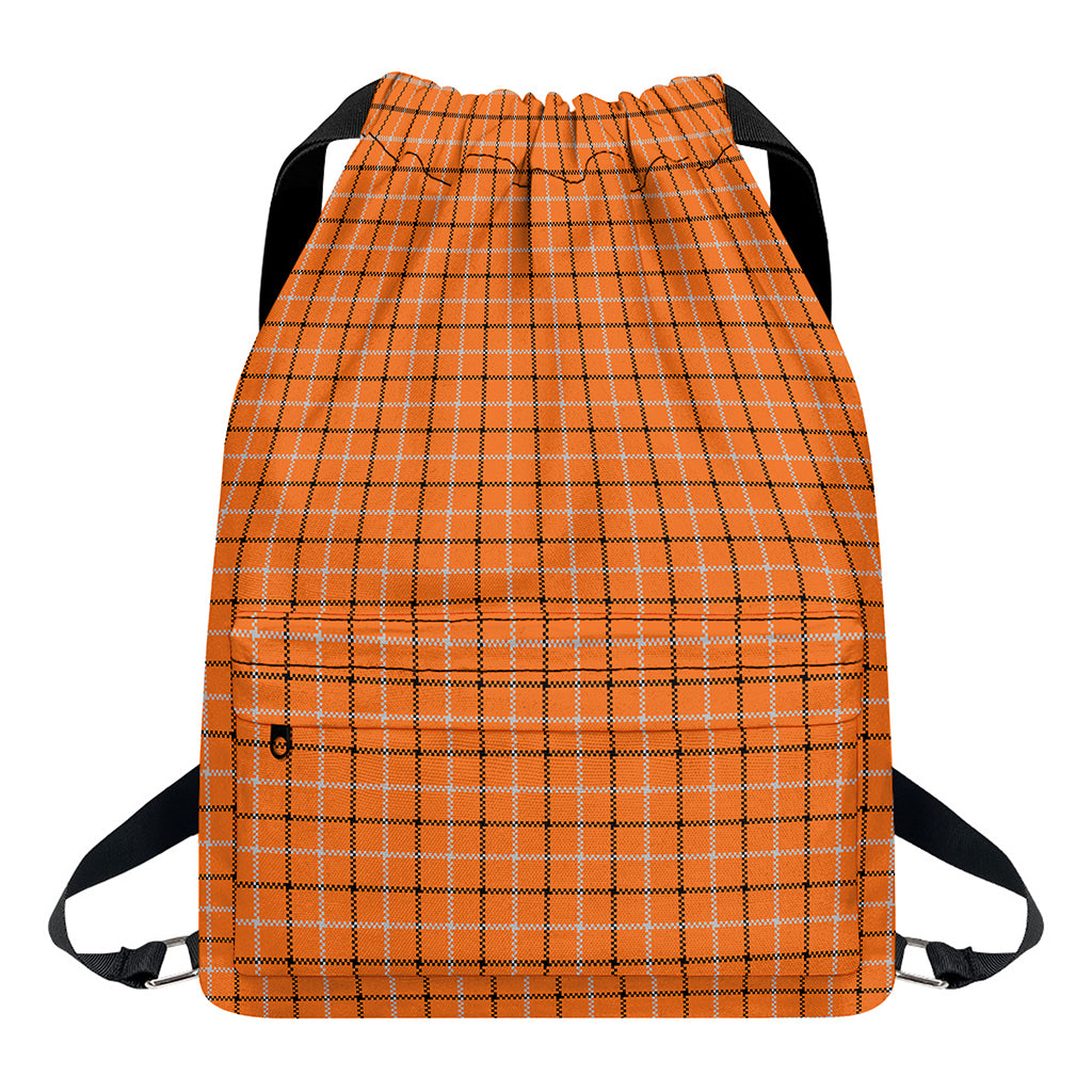 Halloween Tattersall Pattern Print Drawstring Backpack