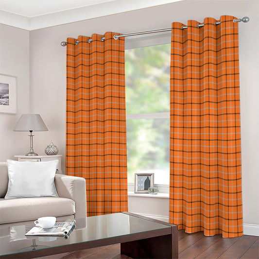 Halloween Tattersall Pattern Print Extra Wide Grommet Curtains