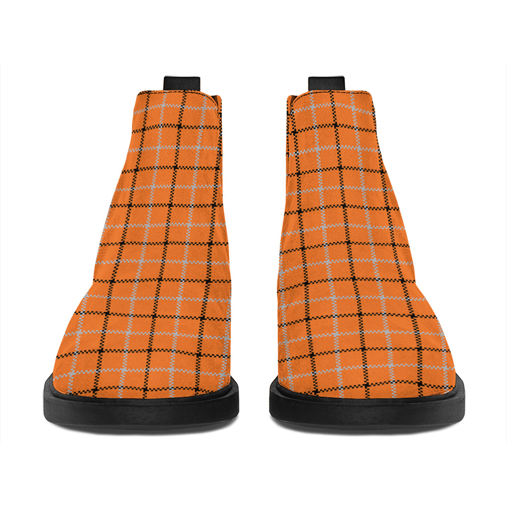 Halloween Tattersall Pattern Print Flat Ankle Boots