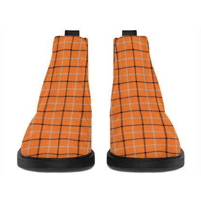 Halloween Tattersall Pattern Print Flat Ankle Boots