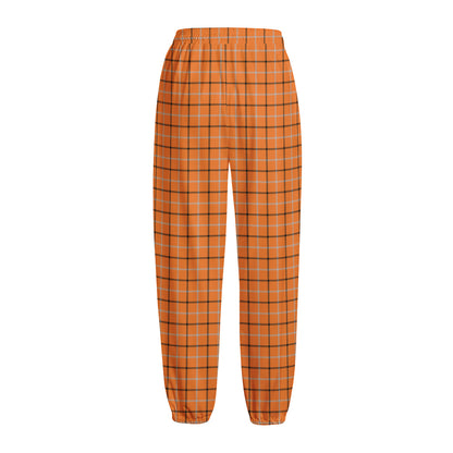 Halloween Tattersall Pattern Print Fleece Lined Knit Pants