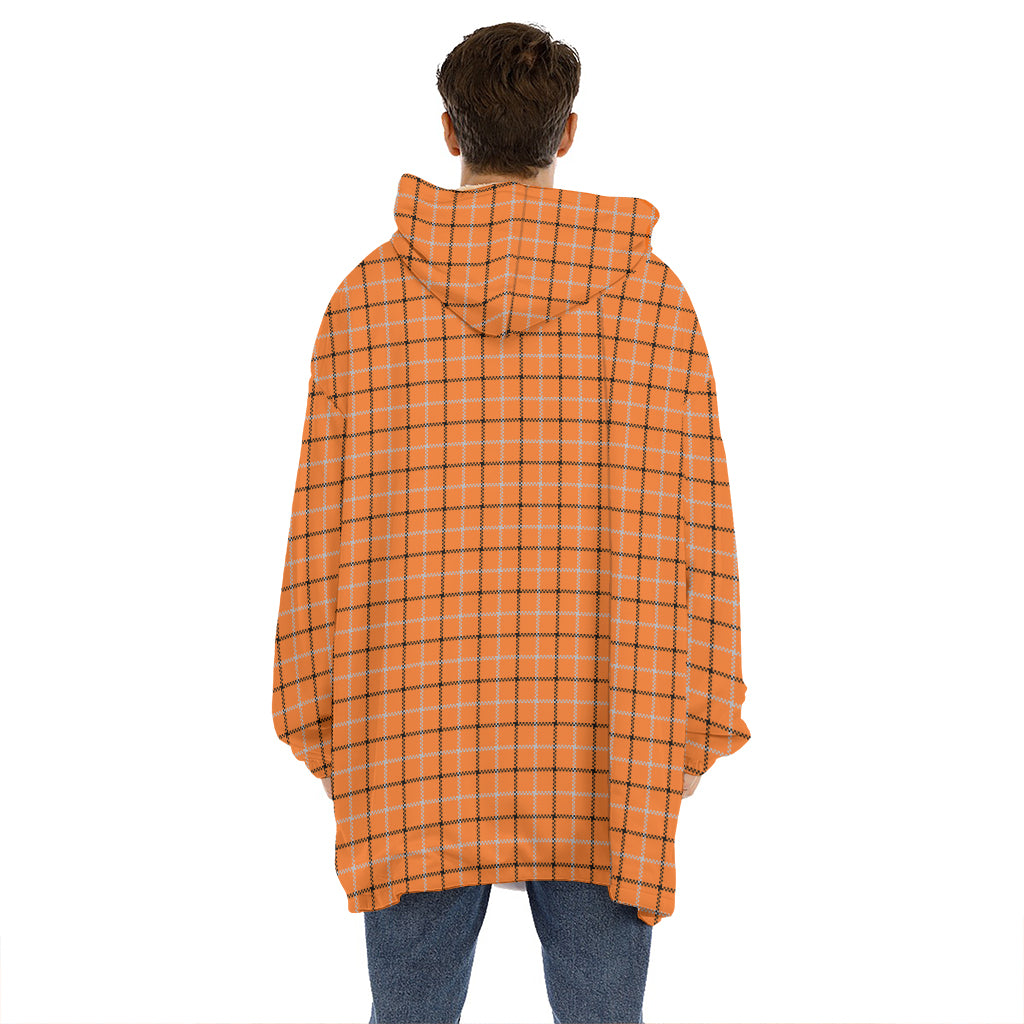 Halloween Tattersall Pattern Print Hoodie Blanket