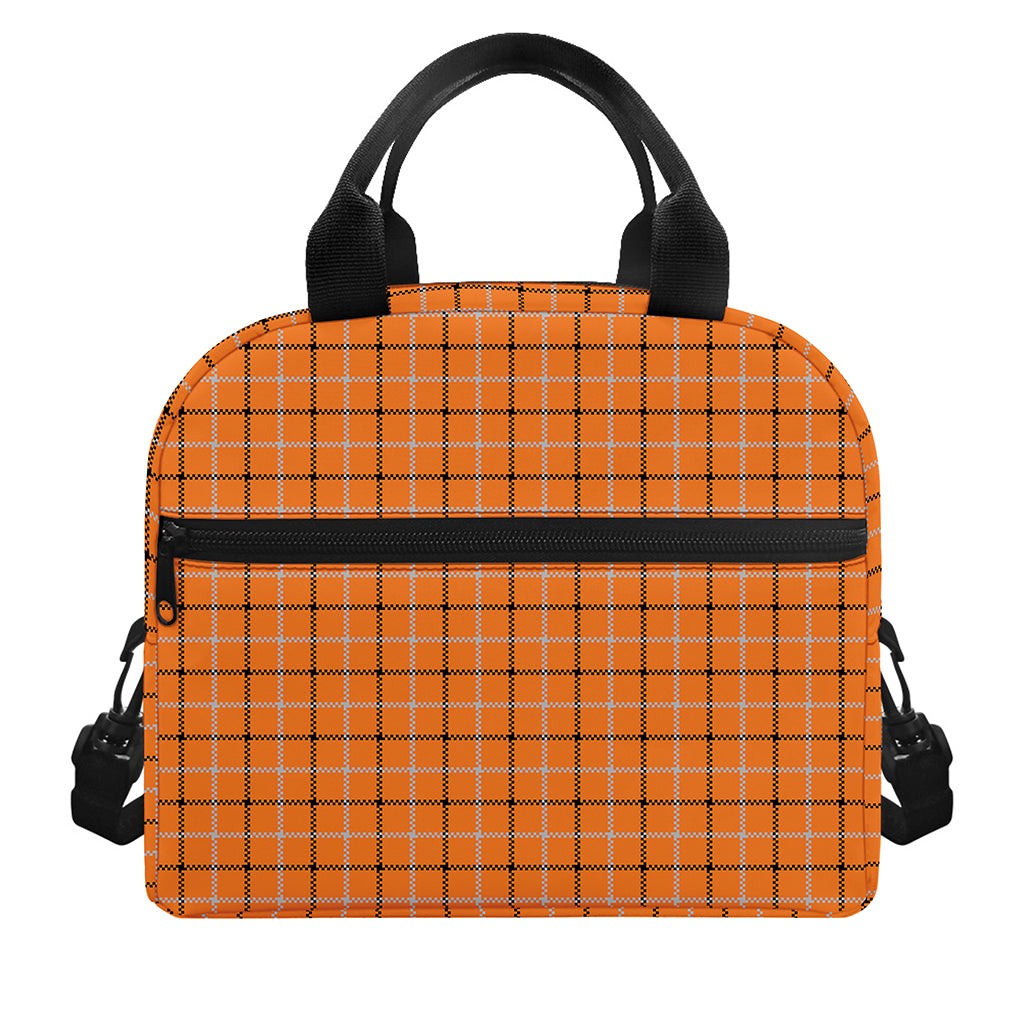 Halloween Tattersall Pattern Print Insulated Lunch Bag
