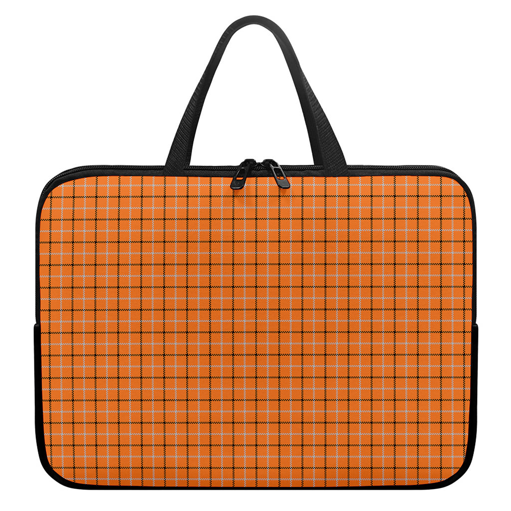Halloween Tattersall Pattern Print Laptop Sleeve With Handle